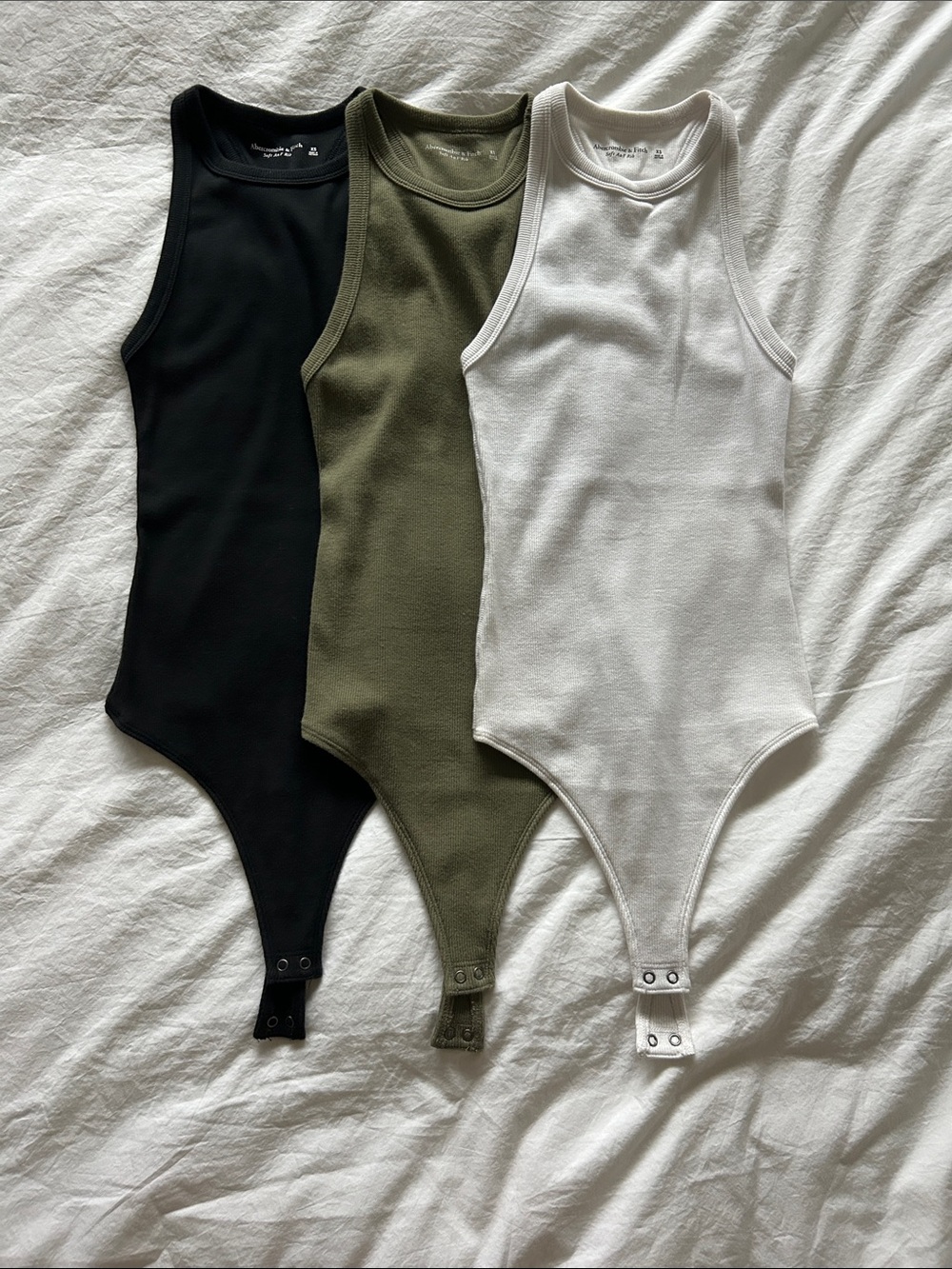 Abercrombie & Fitch Cotton Ribbed Racerback Tank Bodysuits Bundle of 3